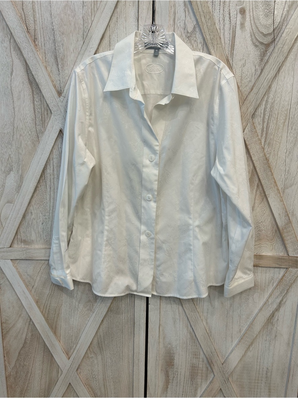 Foxcroft White Long-Sleeve Button Front Shirt